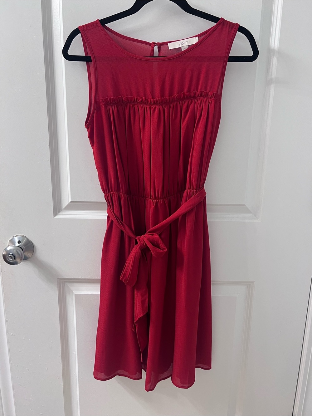 LOFT Vibrant Raspberry Sleeveless Dress with Belt